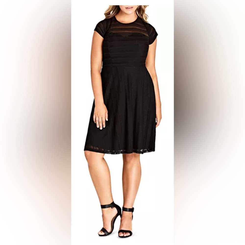 City Chic XL NWT 22 textured heart black dress formal goth